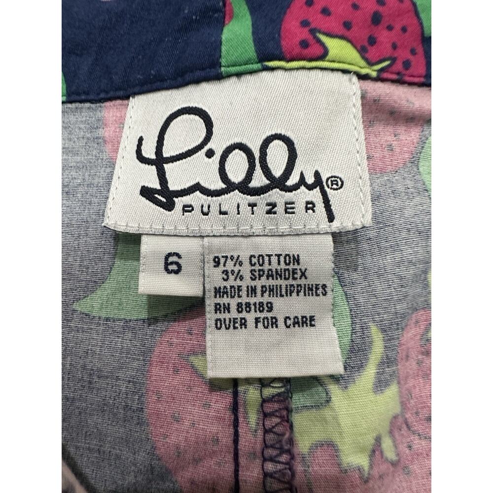 Lilly Pulitzer Vintage Navy Floral Strawberry Capri Crop Pants Size 6 - Picture 6 of 6